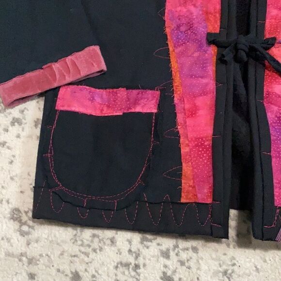 VTG ElizAbeth fleece cardigan patch work size M light jacket - Picture 4 of 12